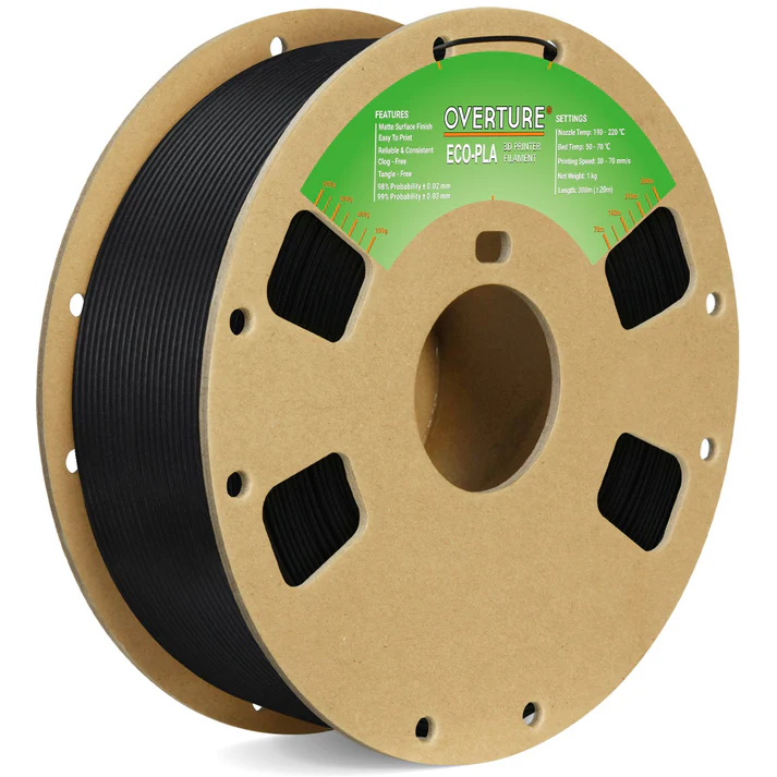 Overture Eco PLA 3D Printer Filament 1.75mm Midnight Black